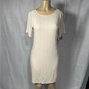 Old Navy Cream Ribbed Tee Dress